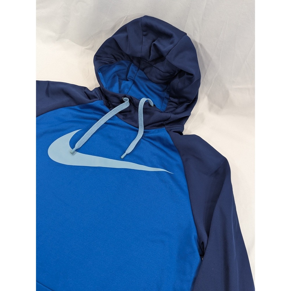 Nike Dri-Fit Pullover Hoodie Mens Large Blue Navy Swoosh Logo Athletic